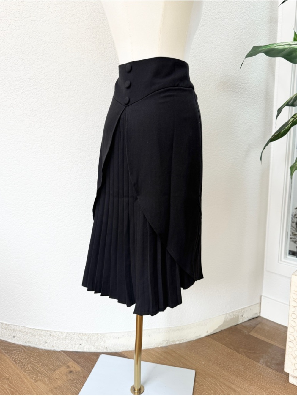 Rare Voodoo Vixen Retro 1940s Black Back Pleated Pinup Midi Skirt S Deadstock - Picture 6 of 7